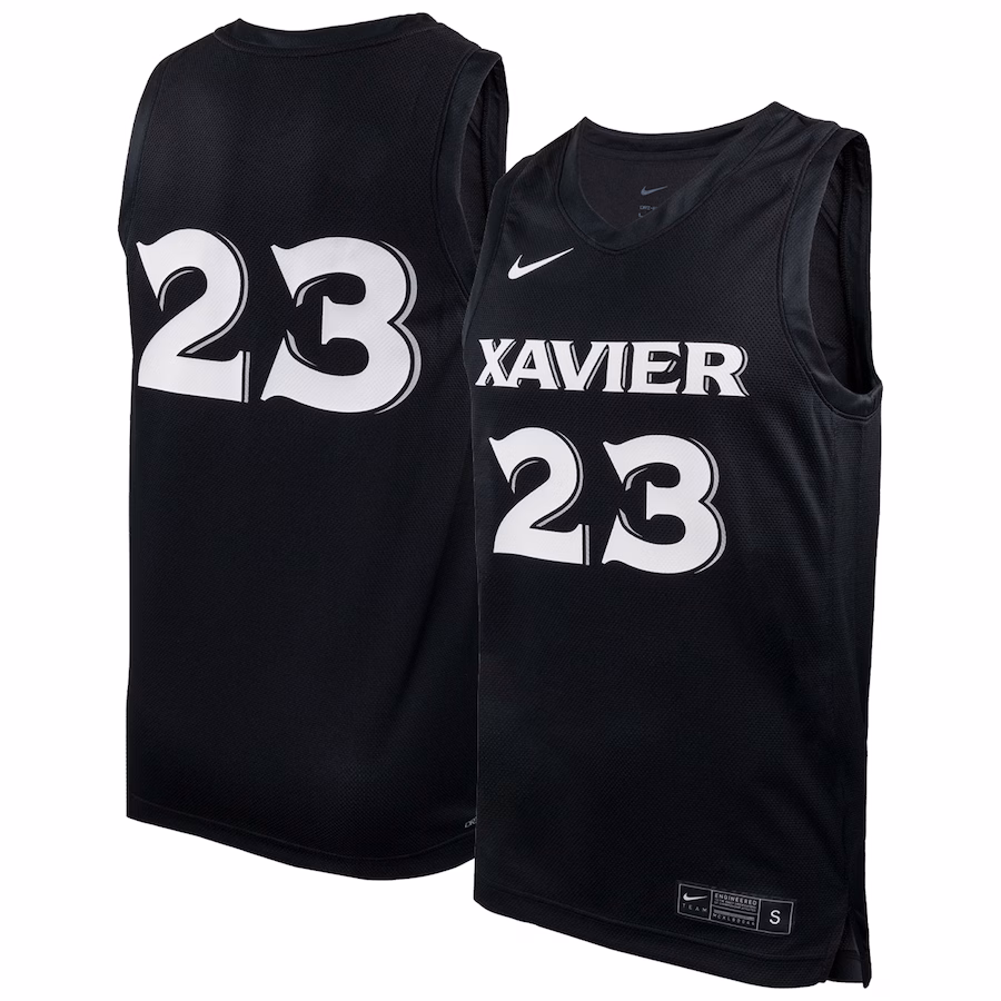 #23 Xavier Musketeers Nike Replica Basketball Jersey - Black - Ujersey