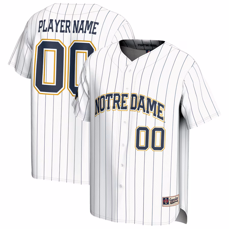 Notre Dame Fighting Irish GameDay Greats Youth NIL Pick-A-Player Baseball Lightweight Jersey - White - Ujersey