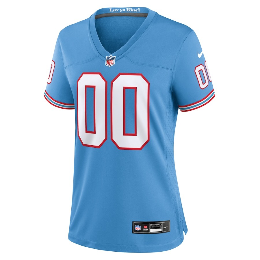 Women's Tennessee Titans Nike Light Blue Oilers Throwback Custom Game Jersey - Ujersey