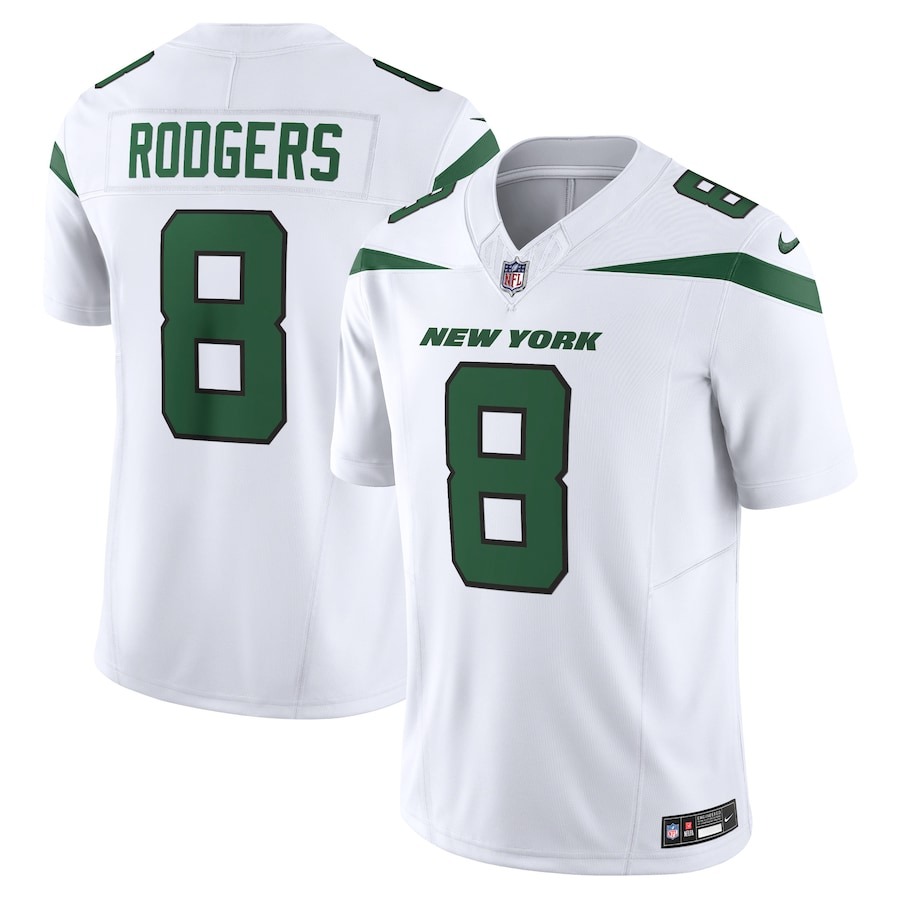Men's New York Jets Aaron Rodgers Nike Spotlight White Vapor F.U.S.E. Limited Jersey - Ujersey