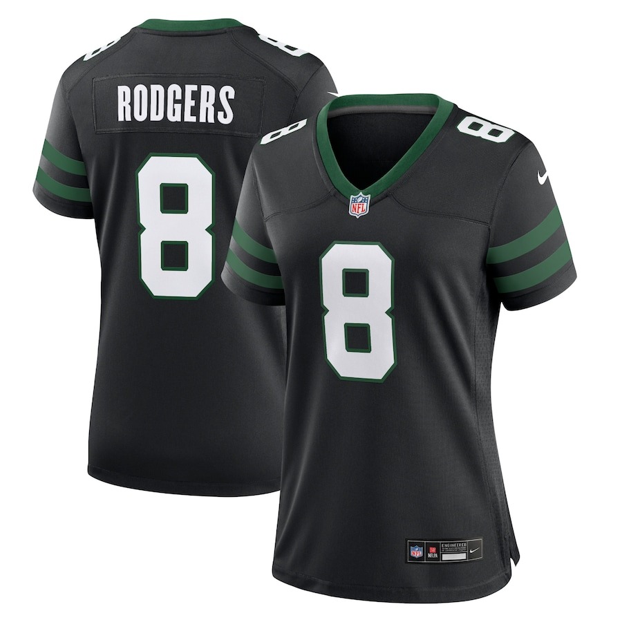 Women's New York Jets Aaron Rodgers Nike Legacy Black Alternate Game Jersey - Ujersey