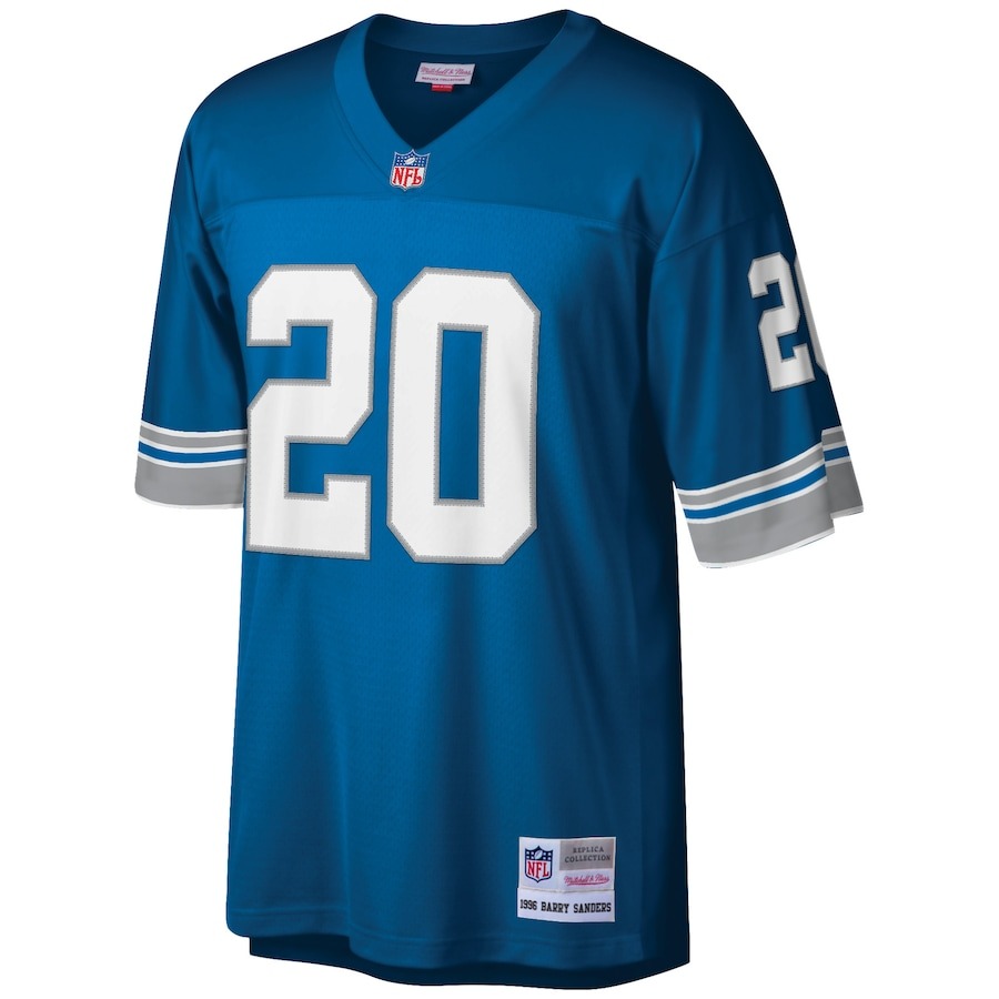 Men's Detroit Lions Barry Sanders Mitchell & Ness Blue Big & Tall 1996 Retired Player Replica Jersey - Ujersey