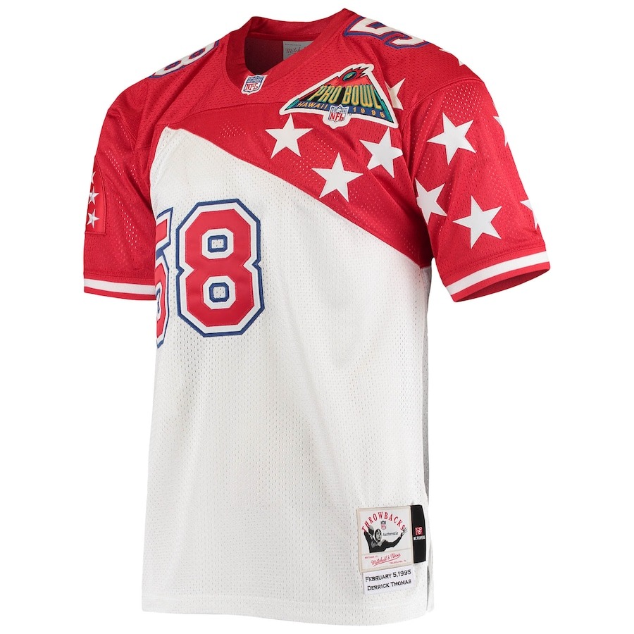 Men's AFC Derrick Thomas Mitchell & Ness White/Red 1995 Pro Bowl Authentic Jersey - Ujersey