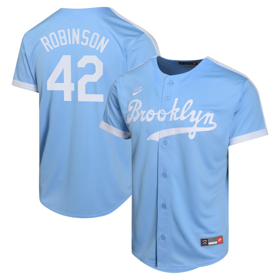 Youth Brooklyn Dodgers Jackie Robinson Nike Light Blue Cooperstown Collection Limited Player Jersey - Ujersey