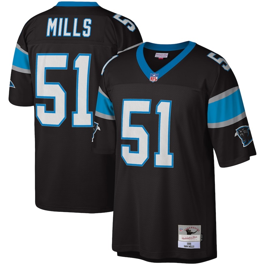 Men's Carolina Panthers Sam Mills Mitchell & Ness Black Legacy Replica Jersey - Ujersey