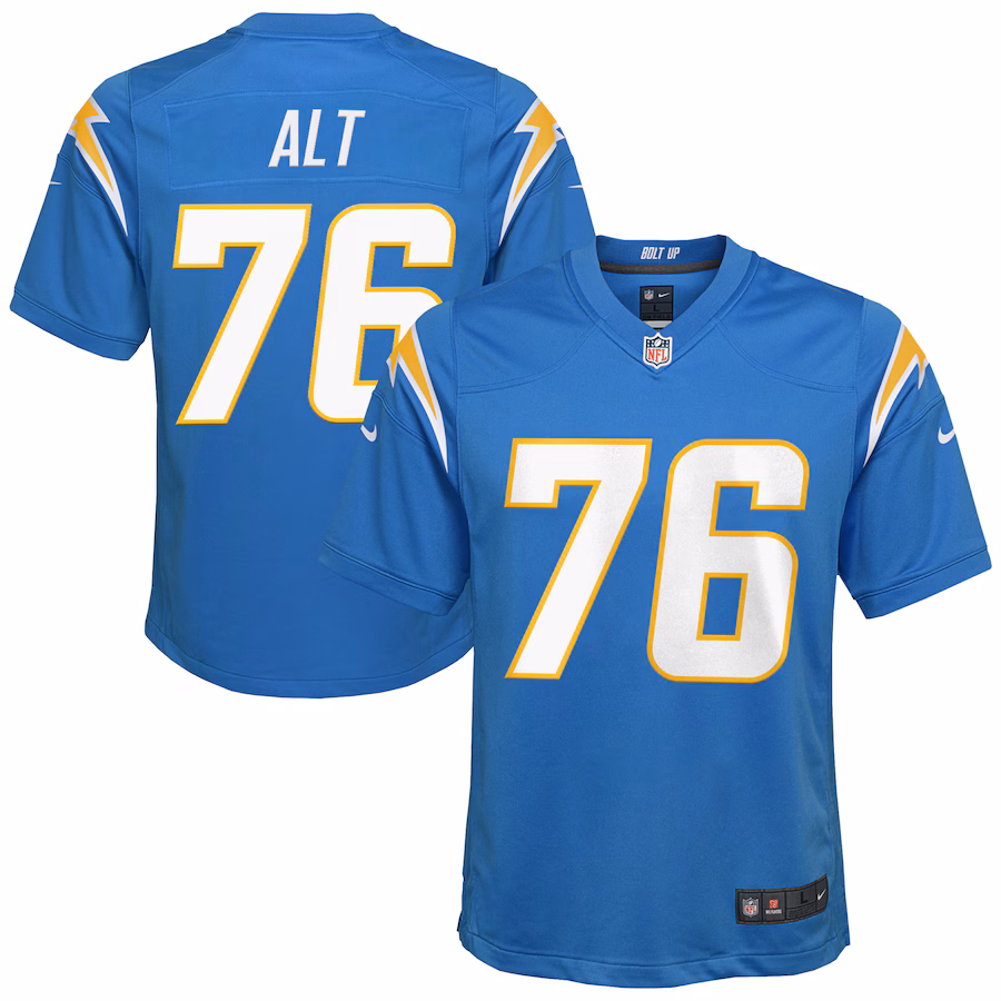 Youth Los Angeles Chargers Joe Alt Nike Powder Blue Player Game Jersey - Ujersey