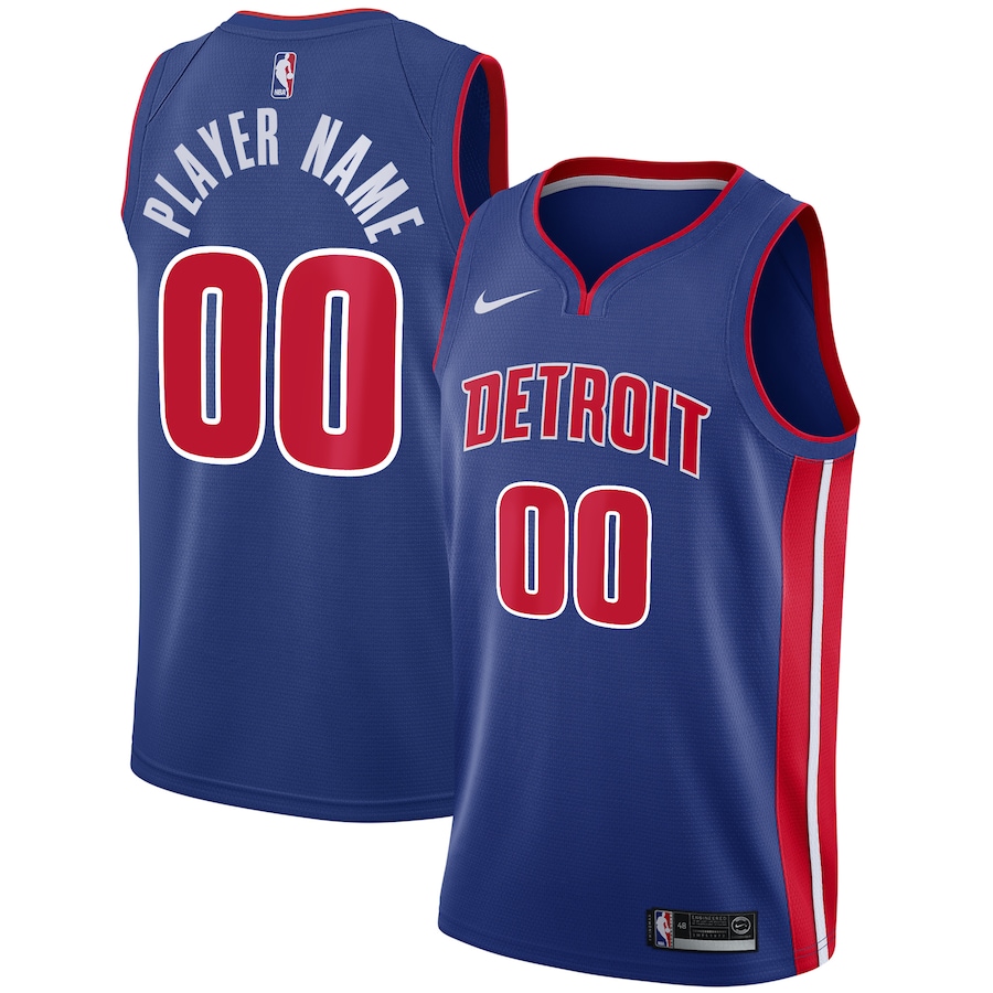 Men's Detroit Pistons Nike Blue Swingman Custom Jersey - Icon Edition - Ujersey