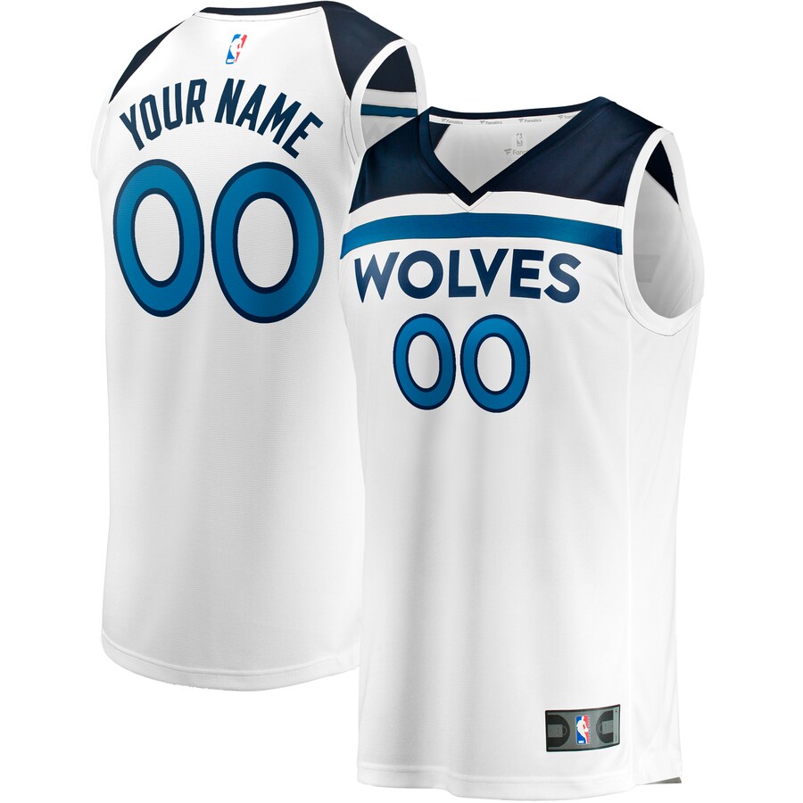 Youth Minnesota Timberwolves Fanatics White Fast Break Replica Custom Jersey - Association Edition - Ujersey