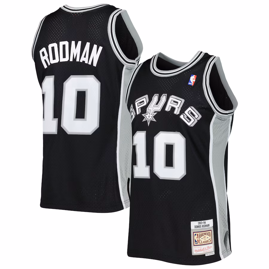 Men's San Antonio Spurs Dennis Rodman Mitchell & Ness Black 2001/02 Hardwood Classics Swingman Jersey - Ujersey