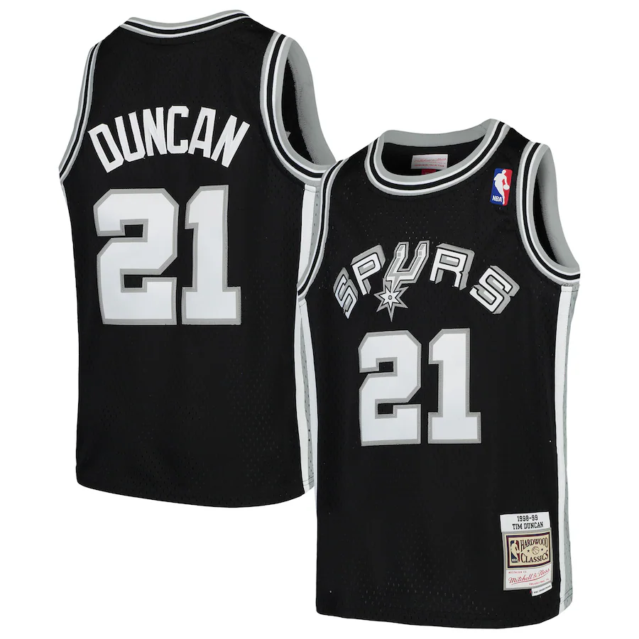 Youth San Antonio Spurs Tim Duncan Mitchell & Ness Black Swingman Throwback Jersey - Ujersey