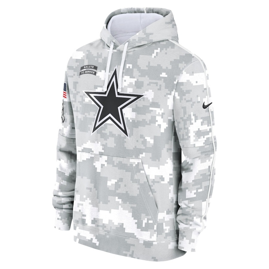 Men's Dallas Cowboys Nike Arctic Camo 2024 Salute to Service Club Fleece Pullover Hoodie - Ujersey