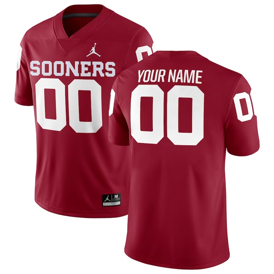 Oklahoma Sooners Jordan Brand Football Custom Game Jersey - Crimson - Ujersey