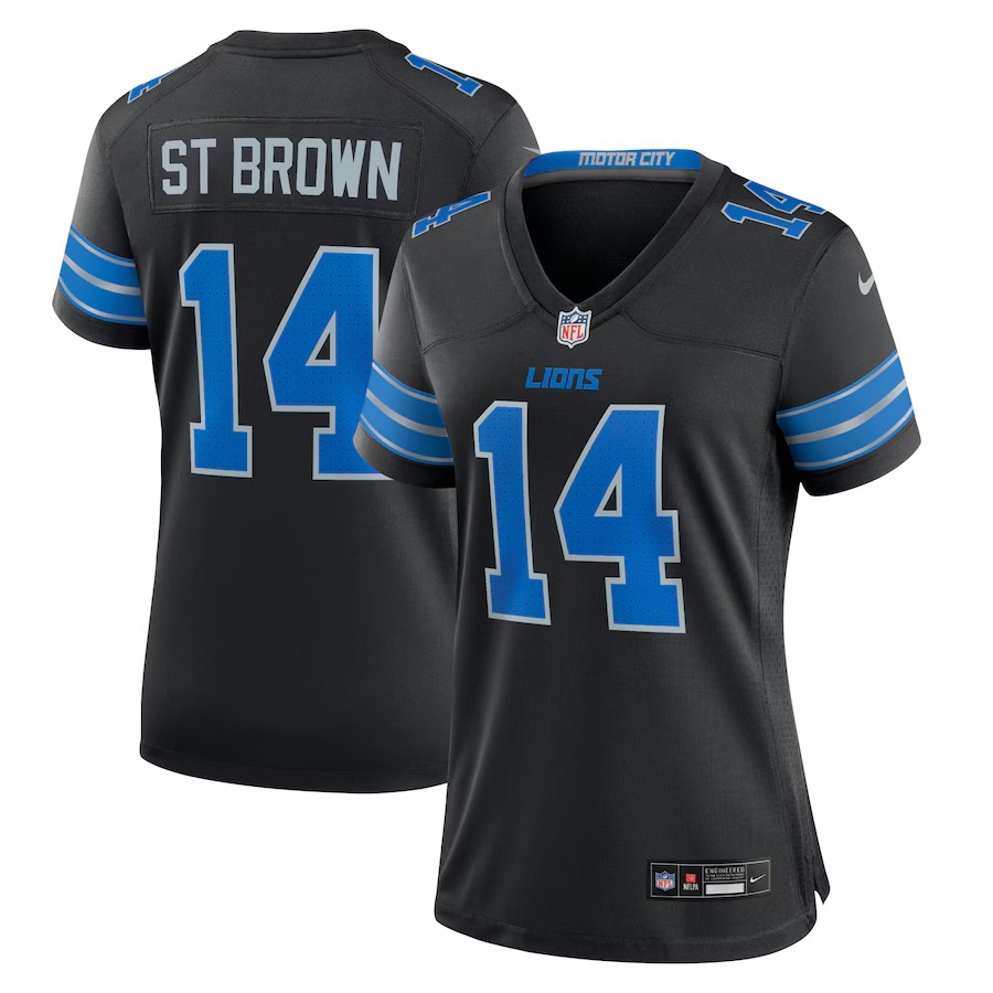 Women's Detroit Lions Amon-Ra St. Brown Nike Black 2nd Alternate Game Jersey - Ujersey
