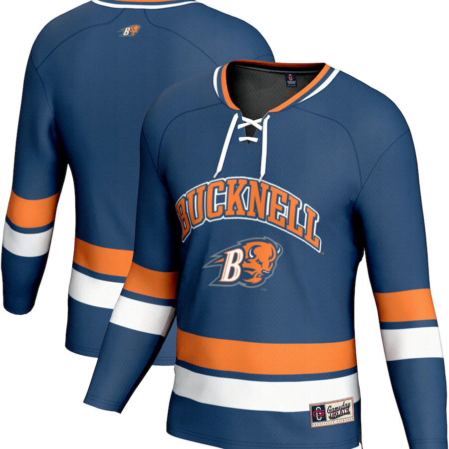 Youth  GameDay Greats Blue Bucknell Bison Spirit Hockey Jersey - Ujersey