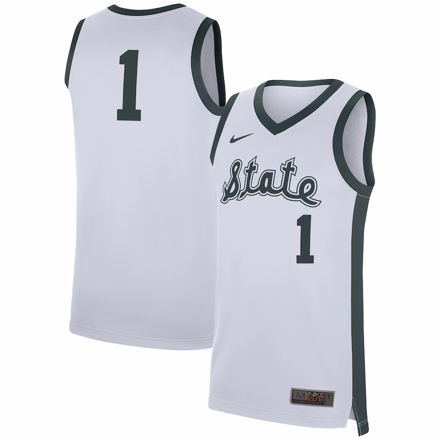 Men's Nike #1 White Michigan State Spartans Replica Jersey - Ujersey