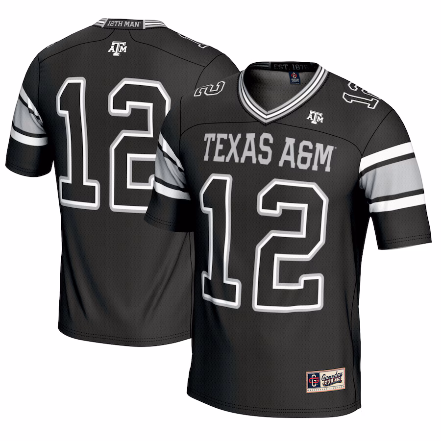 Men's GameDay Greats #12 Black Texas A&M Aggies Football Lightweight Fashion Jersey - Ujersey