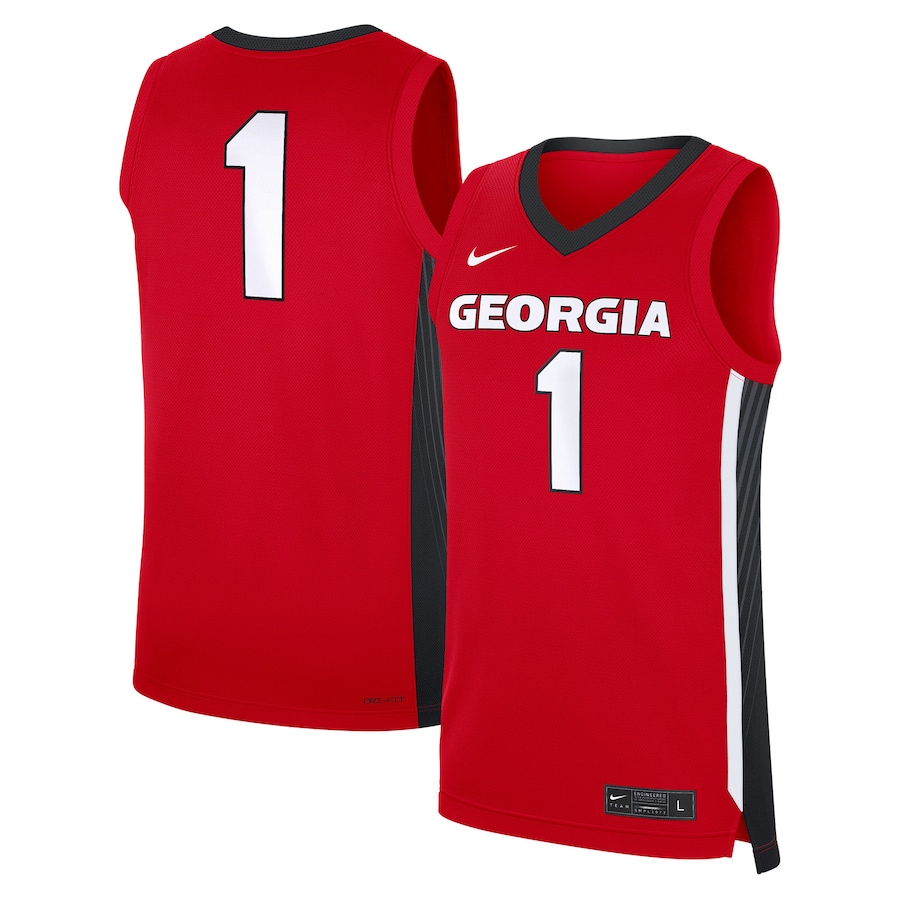 Men's Nike #1 Red Georgia Bulldogs Road Replica Jersey - Ujersey