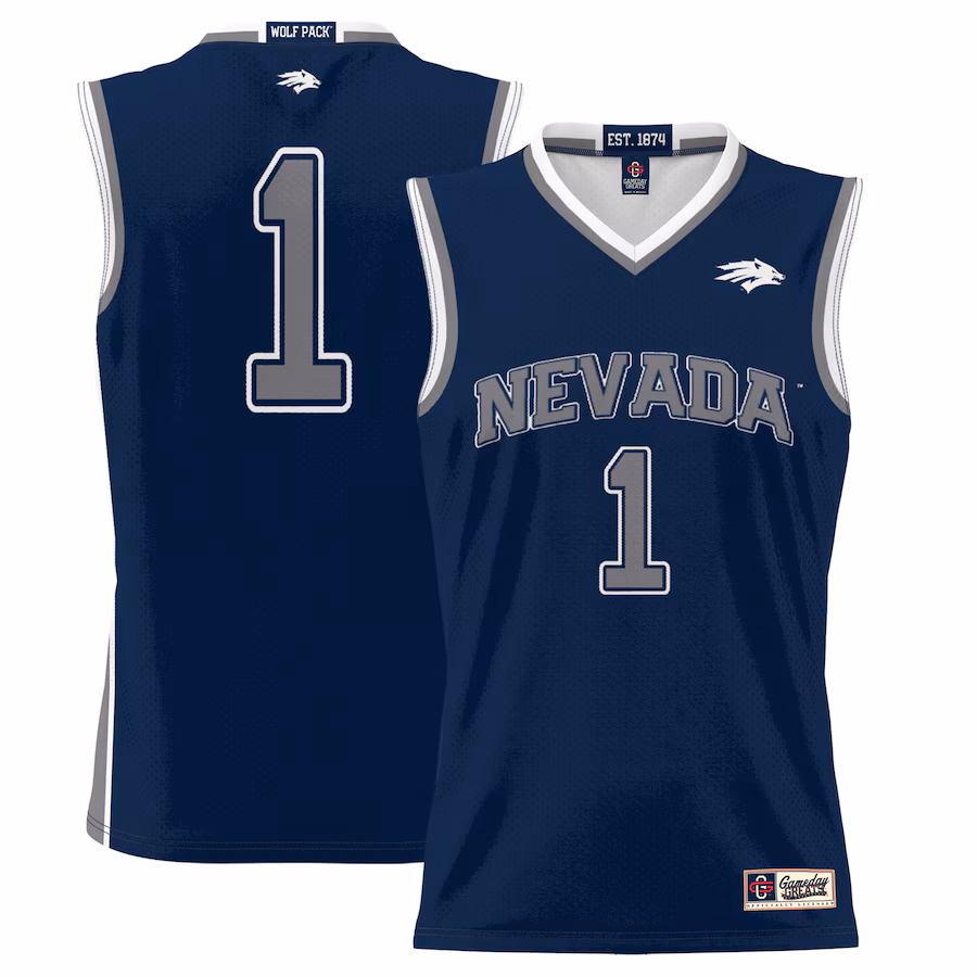 Men's GameDay Greats #1  Navy Nevada Wolf Pack  Lightweight Basketball Jersey - Ujersey