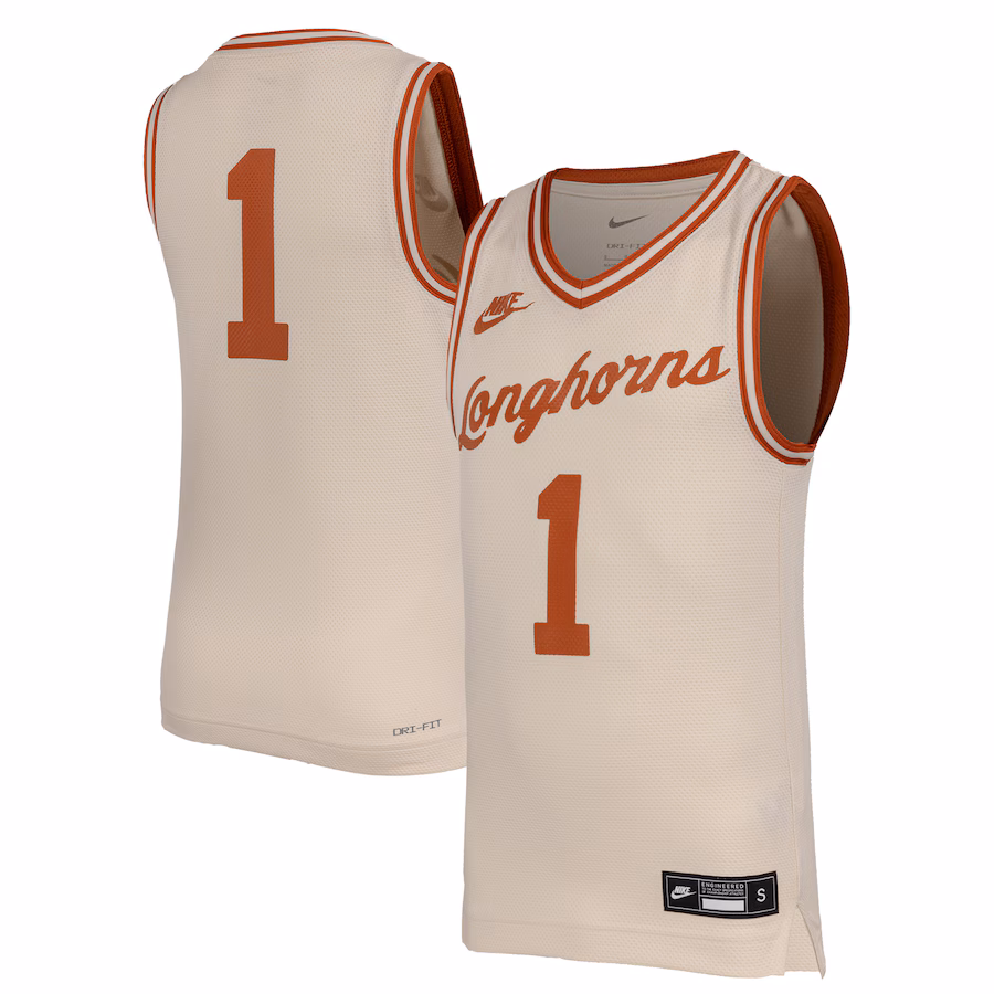 Youth Nike #1 Natural Texas Longhorns Retro Replica Basketball Jersey - Ujersey