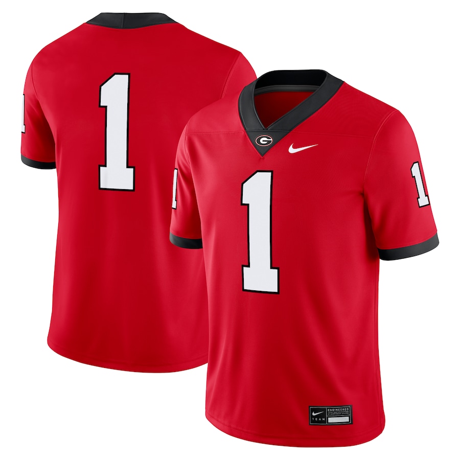 Men's Nike #1 Red Georgia Bulldogs Game Jersey - Ujersey