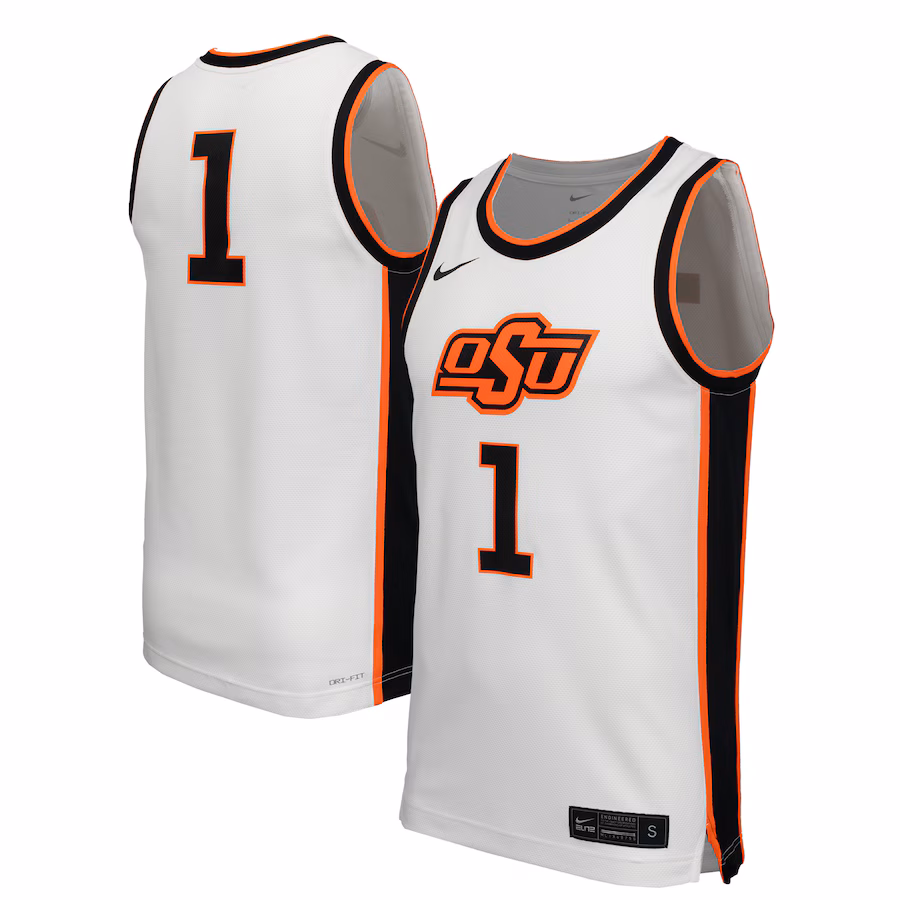 Men's Nike #1 White Oklahoma State Cowboys  Replica Basketball Jersey - Ujersey