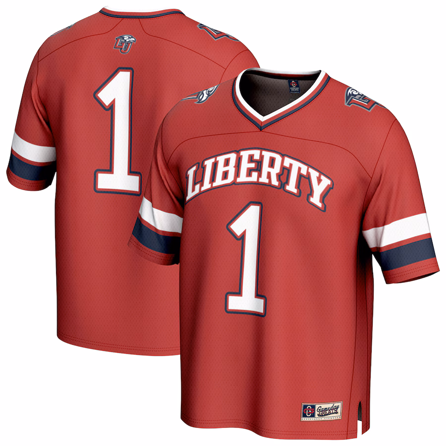 Unisex GameDay Greats #1 Red Liberty Flames Lightweight Collegiate Football Fashion Jersey - Ujersey