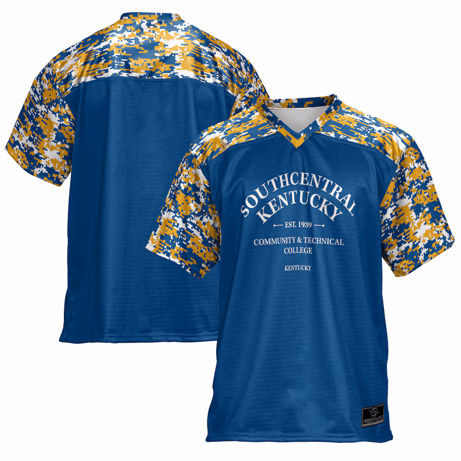 Youth ProSphere  Blue Southcentral Community and Technical College Camo Football Jersey - Ujersey