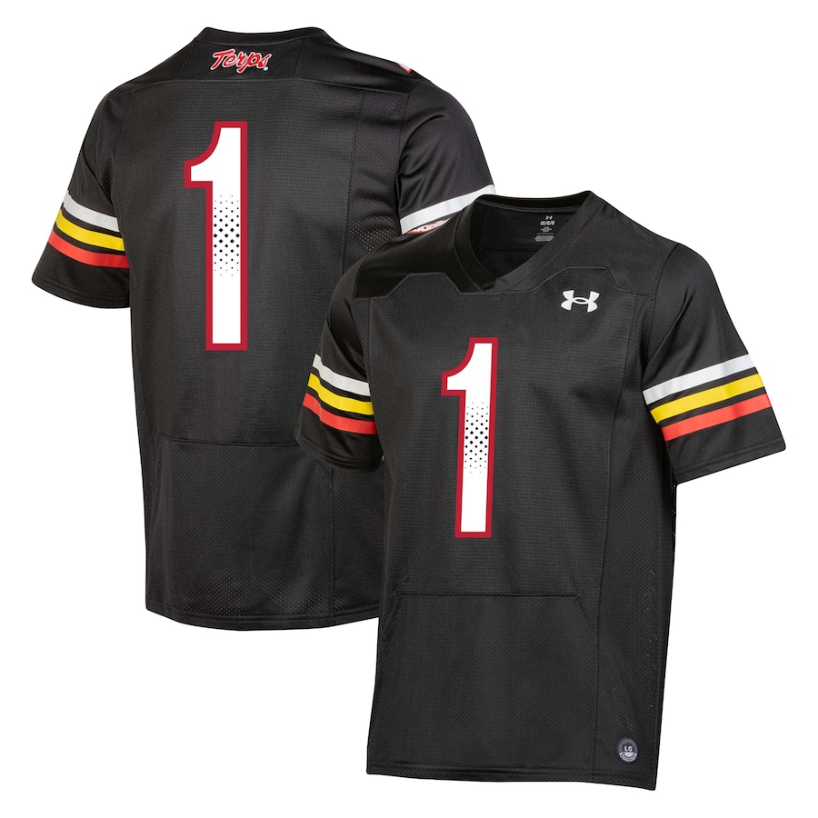 Men's Under Armour #1 Black Maryland Terrapins Replica Football Jersey - Ujersey