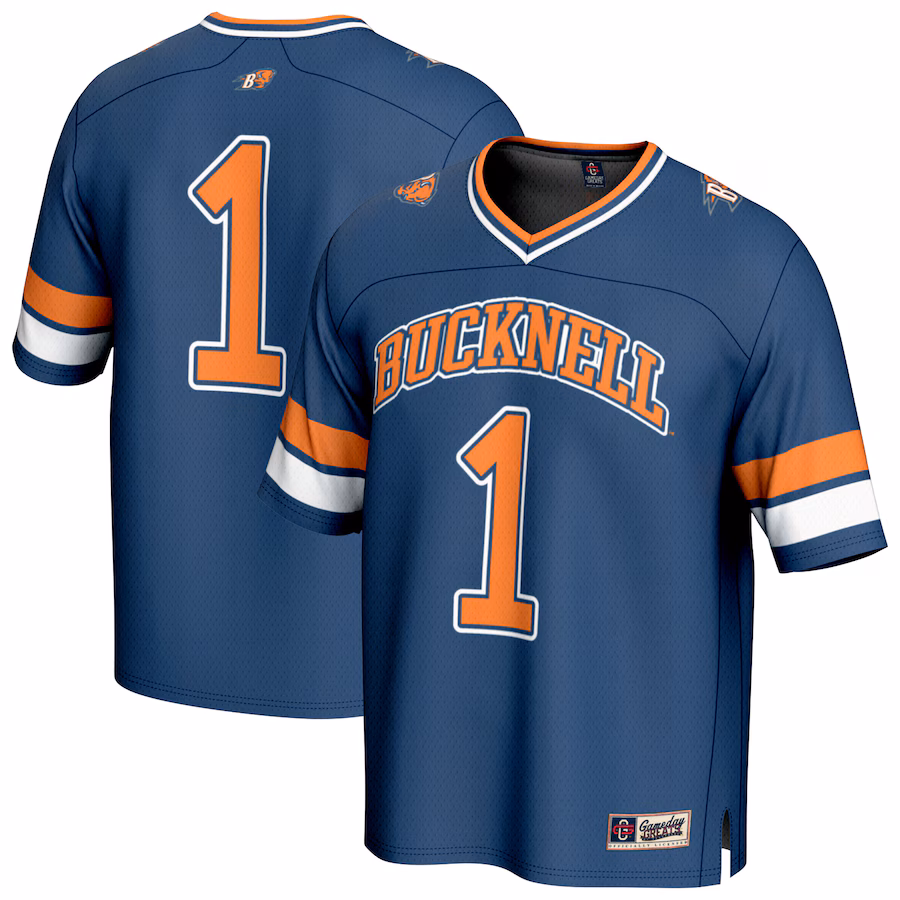 GameDay Greats #1 Blue Bucknell Bison Lightweight Collegiate Football Fashion Jersey - Ujersey