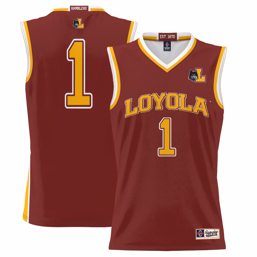 Youth GameDay Greats #1 Maroon Loyola Chicago Ramblers Lightweight Basketball Jersey - Ujersey