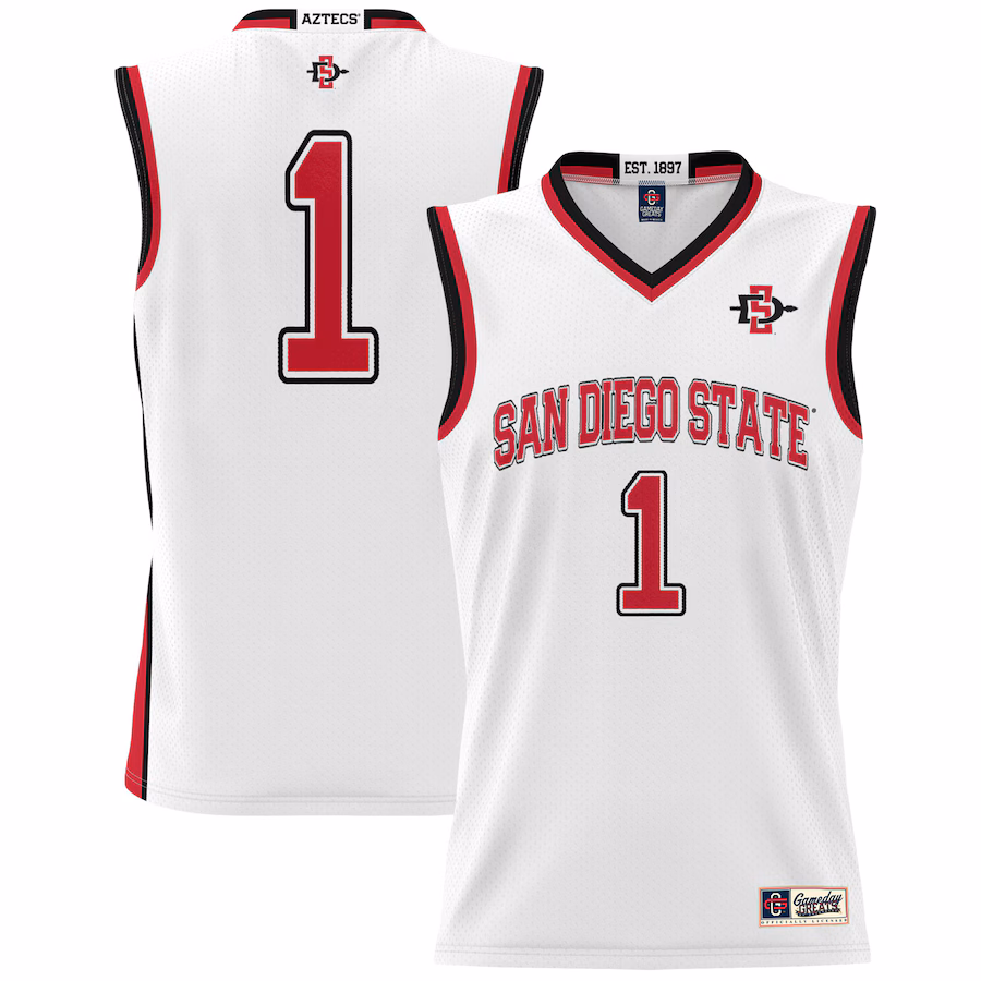 Youth GameDay Greats #1 White San Diego State Aztecs Lightweight Basketball Fashion Jersey - Ujersey