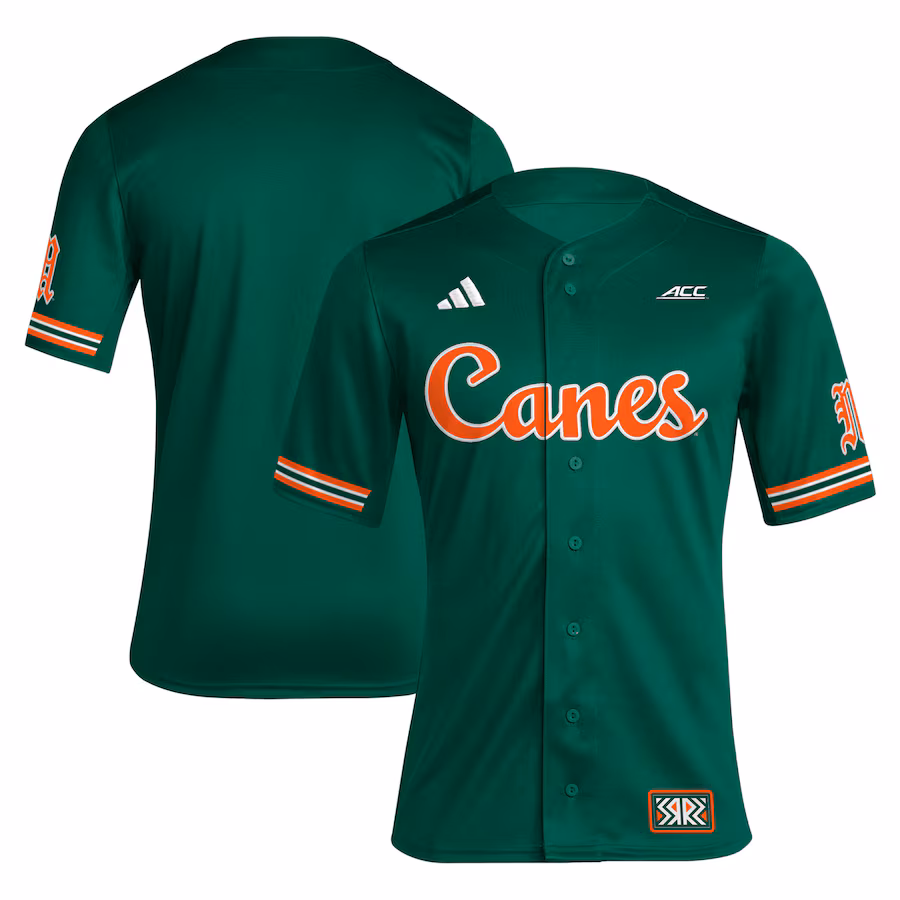 Men's adidas Green Miami Hurricanes Reverse Retro Replica Baseball Jersey - Ujersey