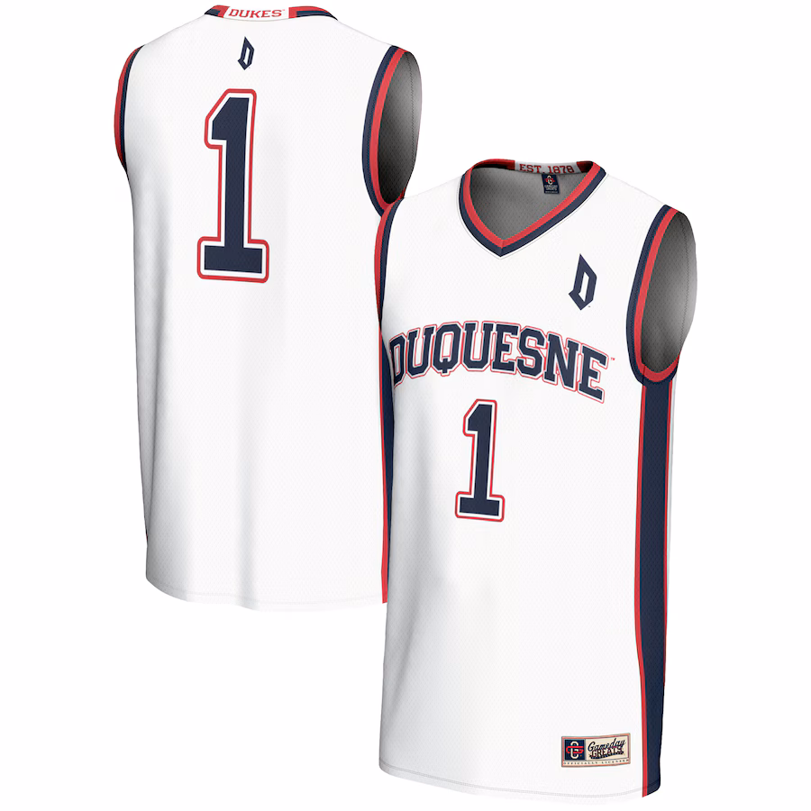 Men's GameDay Greats #1  White Duquesne Dukes  Lightweight Basketball Jersey - Ujersey