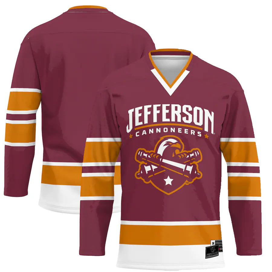Men's ProSphere Maroon Jefferson Community College Cannoneers  Hockey Jersey - Ujersey