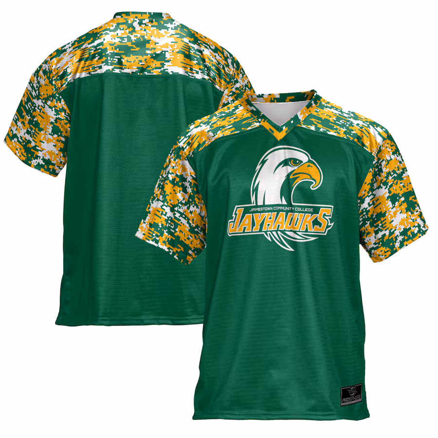 Youth ProSphere  Green SUNY Jamestown Community College Camo Football Jersey - Ujersey