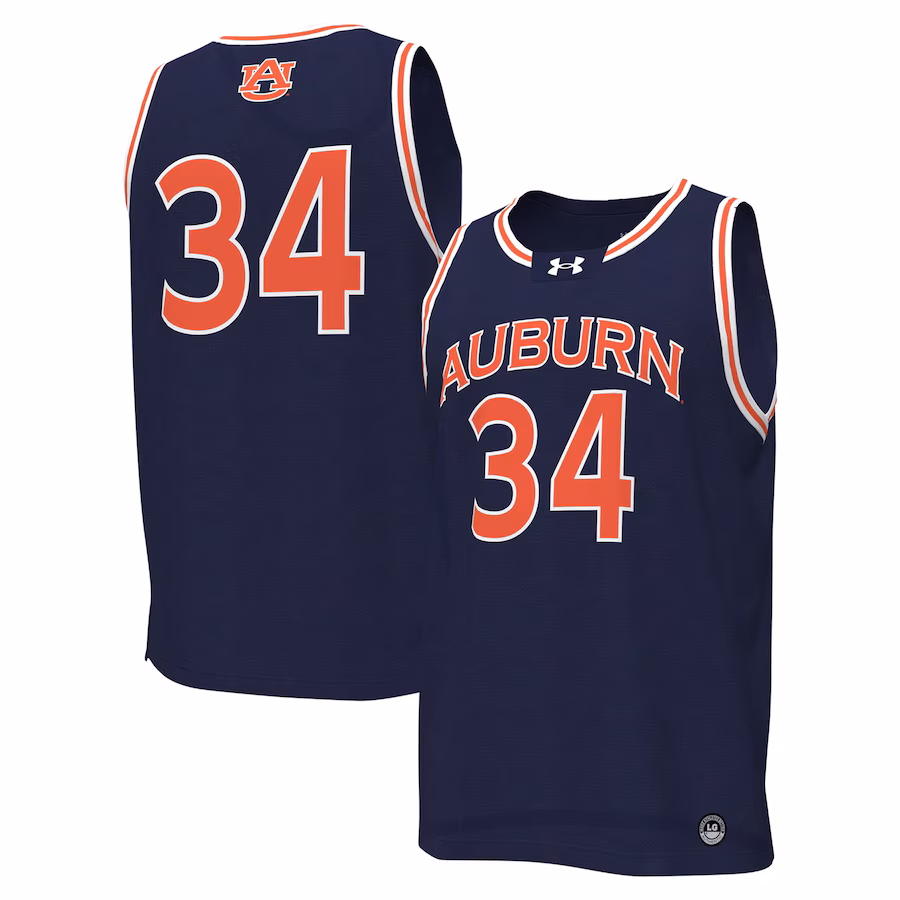 Men's Under Armour #34 Navy Auburn Tigers Replica Basketball Jersey - Ujersey