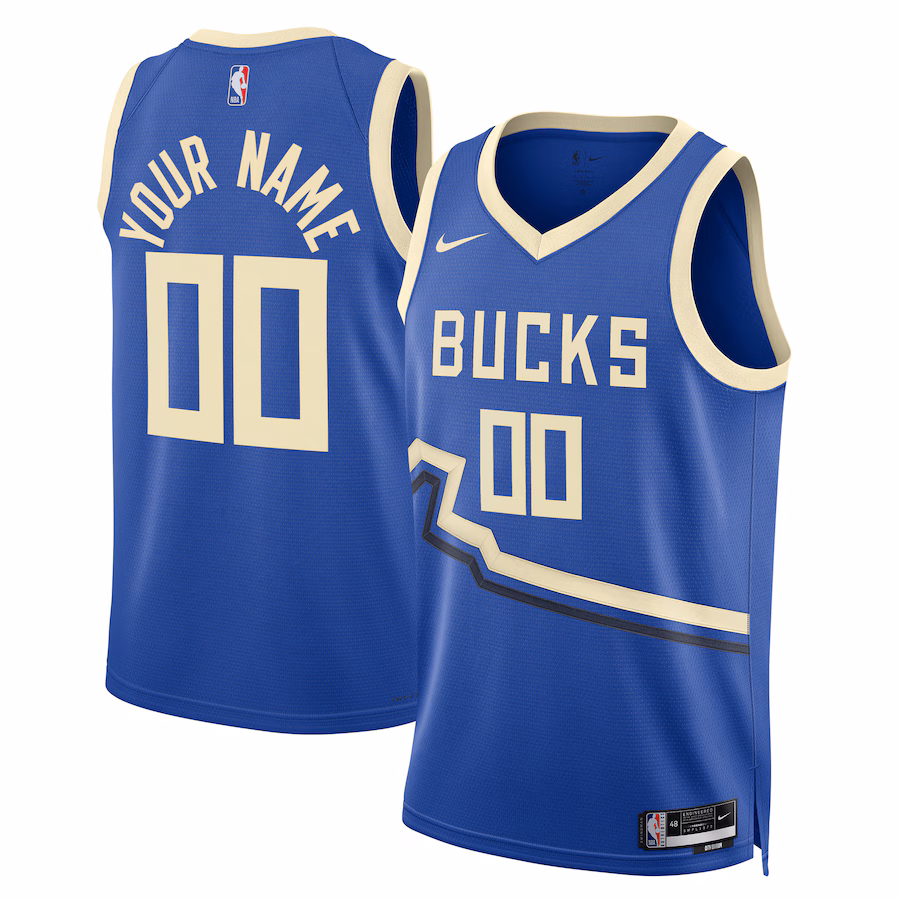 Unisex Milwaukee Bucks Nike Royal 2024/25 Custom Swingman Jersey - City Edition - Ujersey