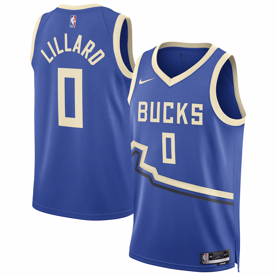 Unisex Milwaukee Bucks Damian Lillard Nike Royal 2024/25 Swingman Player Jersey - City Edition - Ujersey