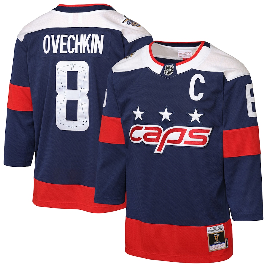 Youth Washington Capitals Alexander Ovechkin Mitchell & Ness Navy 2018 NHL Stadium Series Power Play 2.0 Player Jersey - Ujersey