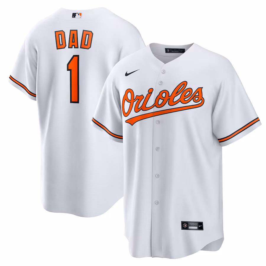 Men's Baltimore Orioles Nike White #1 Dad Home Replica Jersey - Ujersey