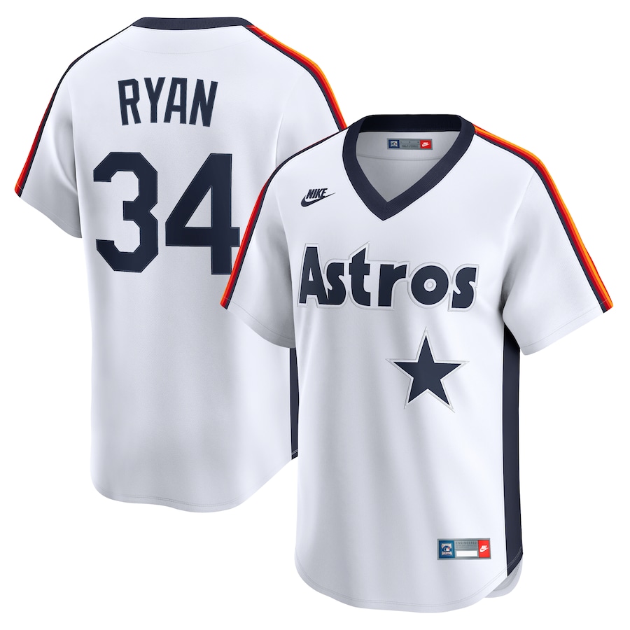 Men's Houston Astros Nolan Ryan Nike White Throwback Cooperstown Collection Limited Jersey - Ujersey