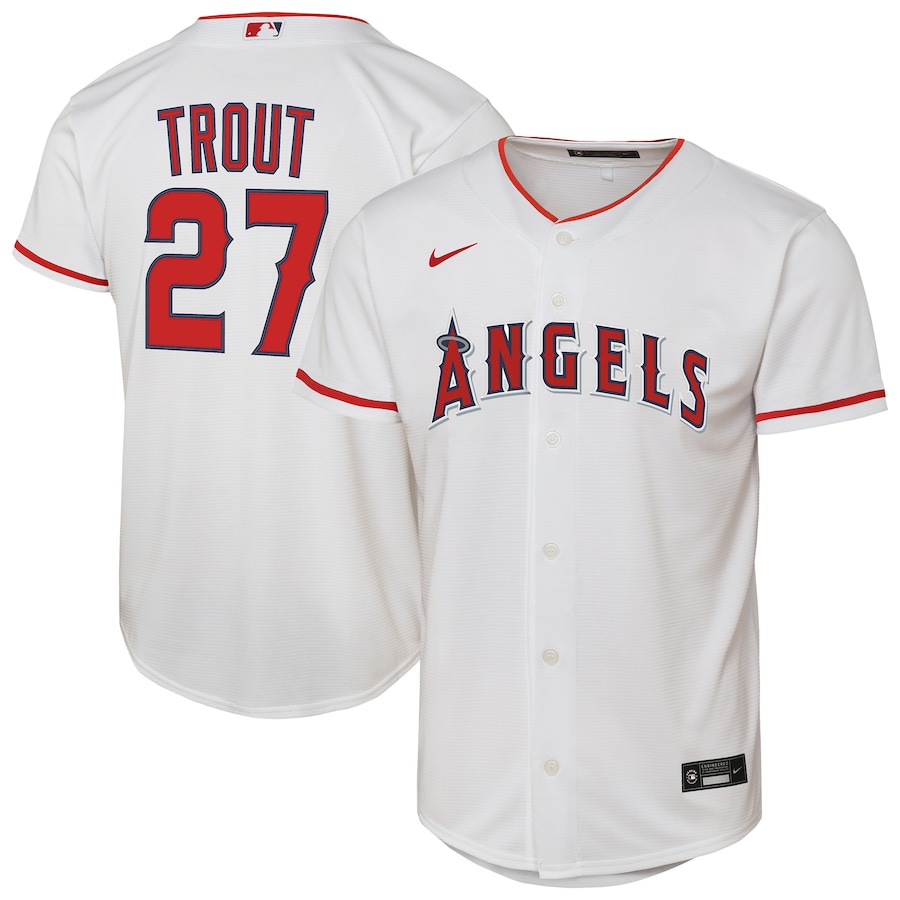 Youth Los Angeles Angels Mike Trout Nike White Home Replica Player Jersey - Ujersey