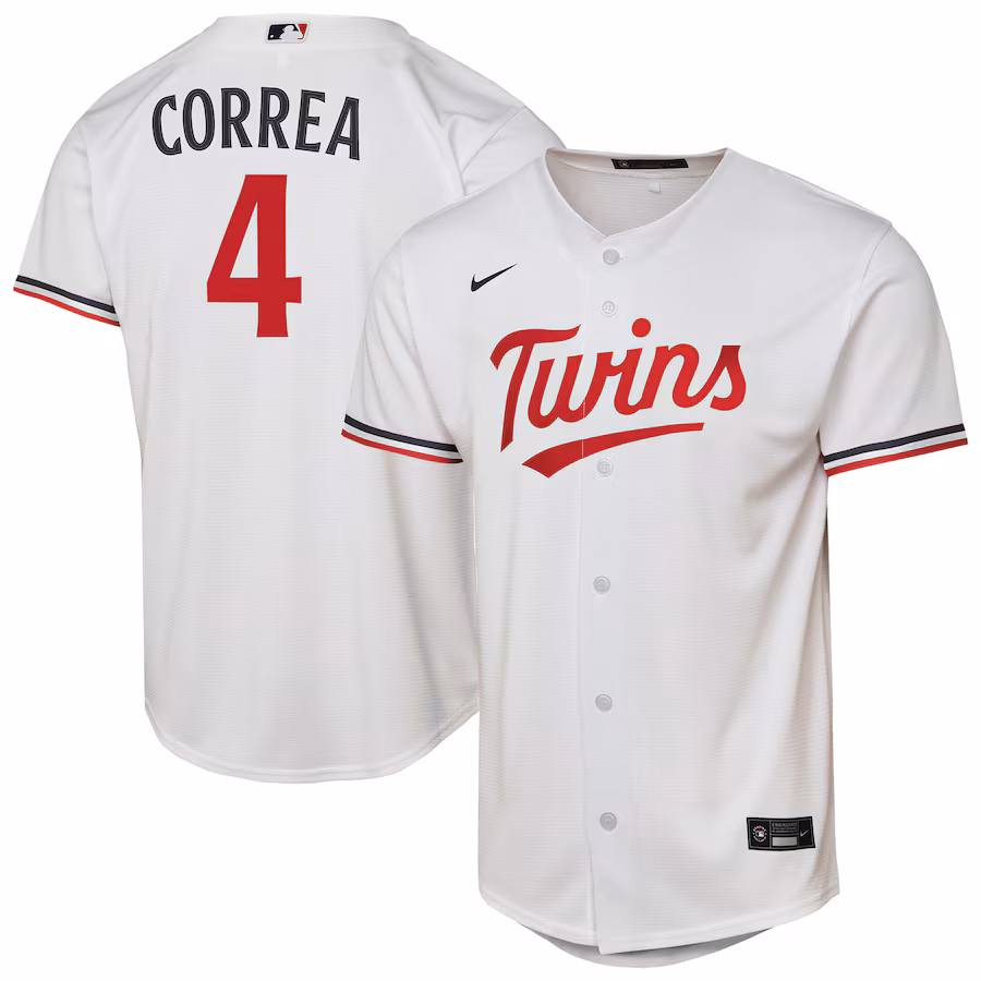 Youth Minnesota Twins Carlos Correa Nike White Home Replica Player Jersey - Ujersey