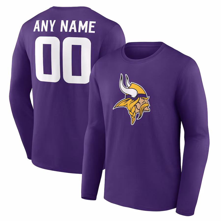 Men's Minnesota Vikings  Purple Team Authentic Custom Long Sleeve T-Shirt - Ujersey
