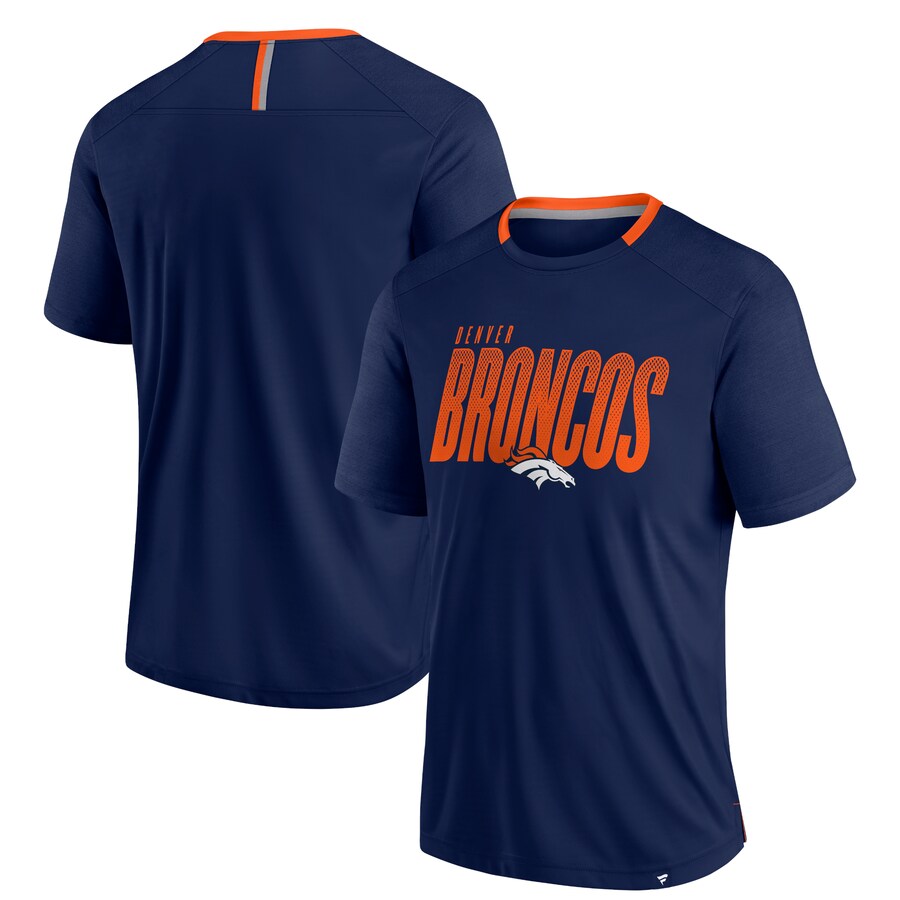 Men's Denver Broncos Fanatics Navy Defender Fade Slant T-Shirt - Ujersey