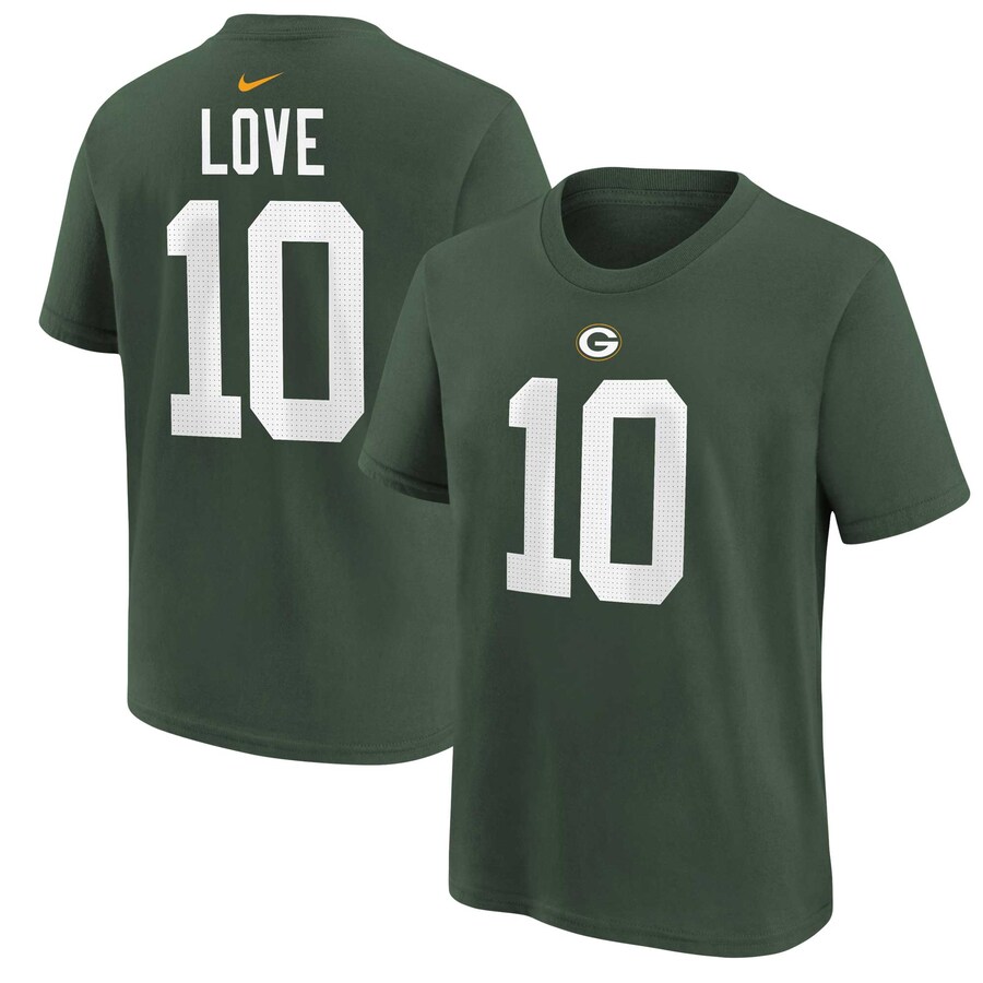 Youth Green Bay Packers Jordan Love Green Nike Player Name & Number T-Shirt - Ujersey