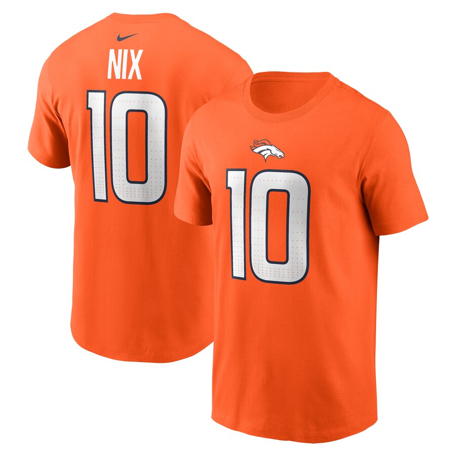 Youth Denver Broncos Bo Nix Nike Orange Name & Number T-Shirt - Ujersey