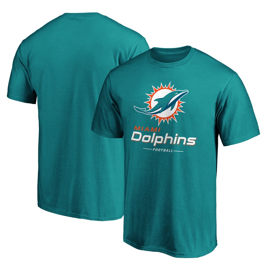 Men's Miami Dolphins  Aqua Team Lockup T-Shirt - Ujersey