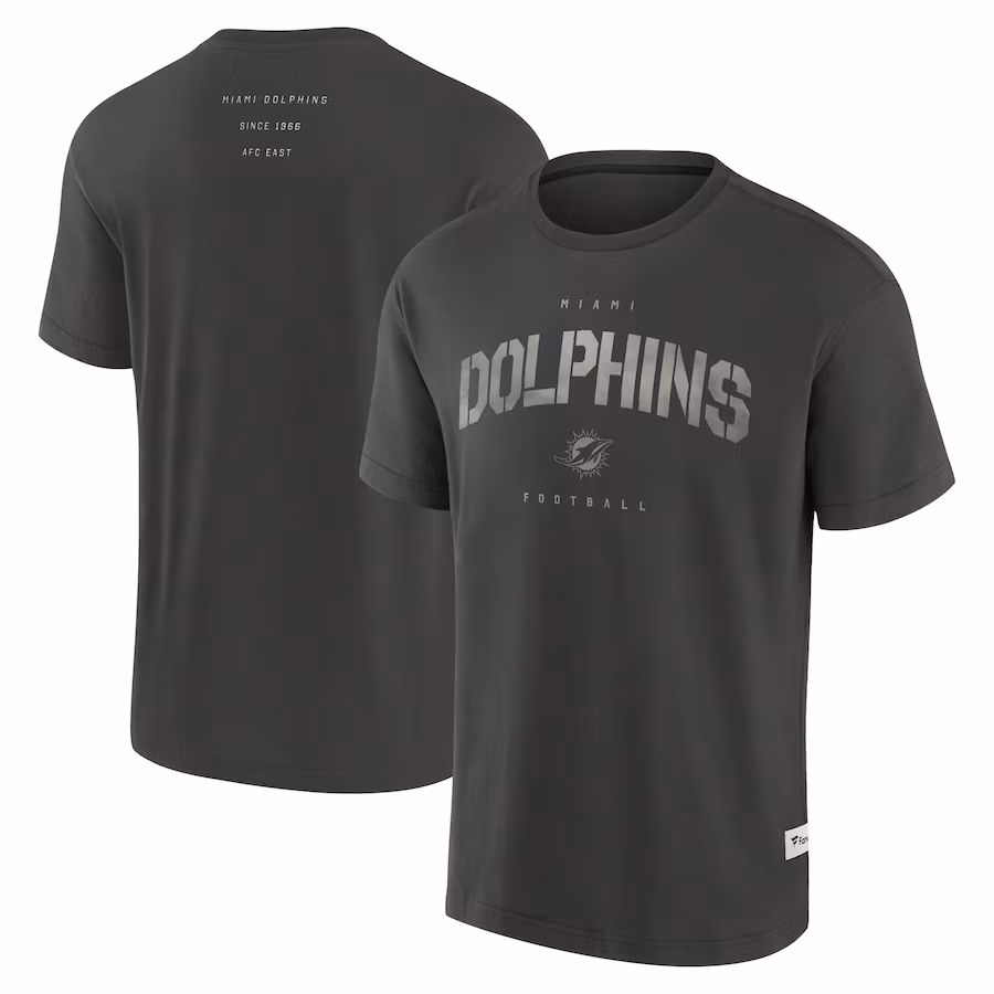 Men's Miami Dolphins Fanatics Charcoal Elements Weathered Tonal Future Ground T-Shirt - Ujersey