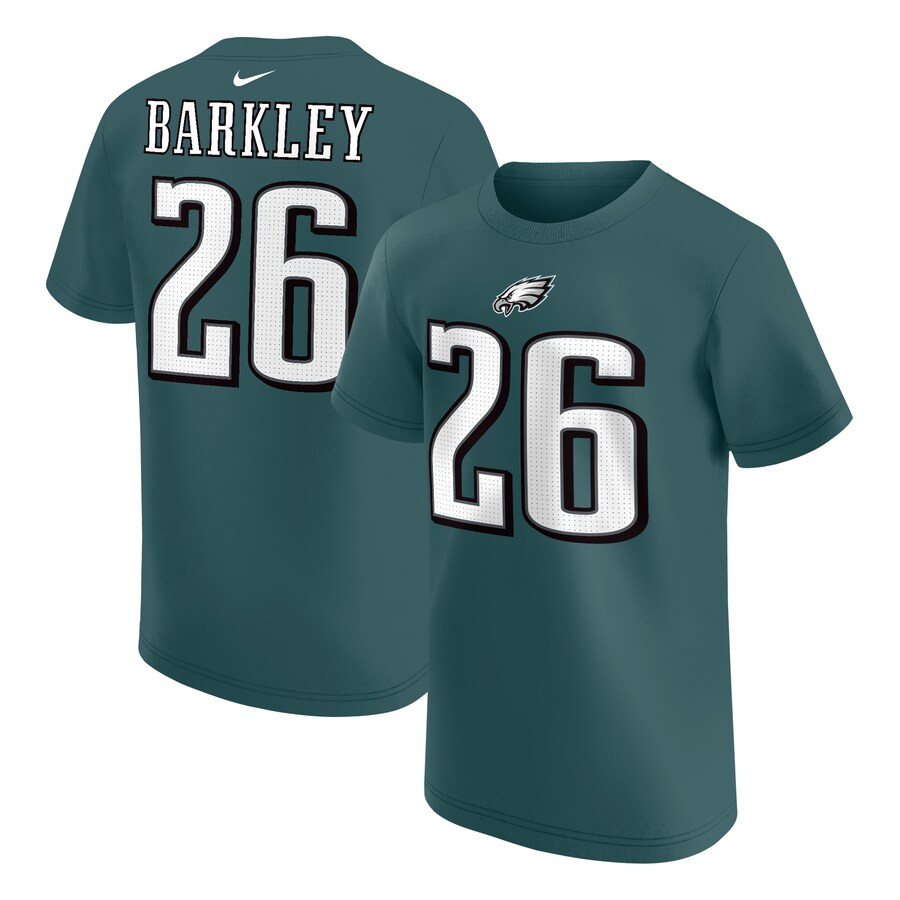 Youth Philadelphia Eagles Saquon Barkley Nike Midnight Green Player Name & Number T-Shirt - Ujersey